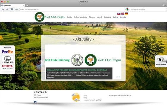 Webstránky Golf Club Pegas